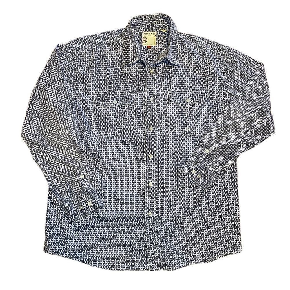 Roper Blue and White Western Button Down Shirt. Size Large. Great Condition!!